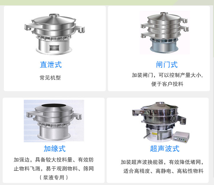 大漢旋振篩根據(jù)不同行業(yè)的要求分為直泄式、閘門式、加緣式、超聲波式等設(shè)計